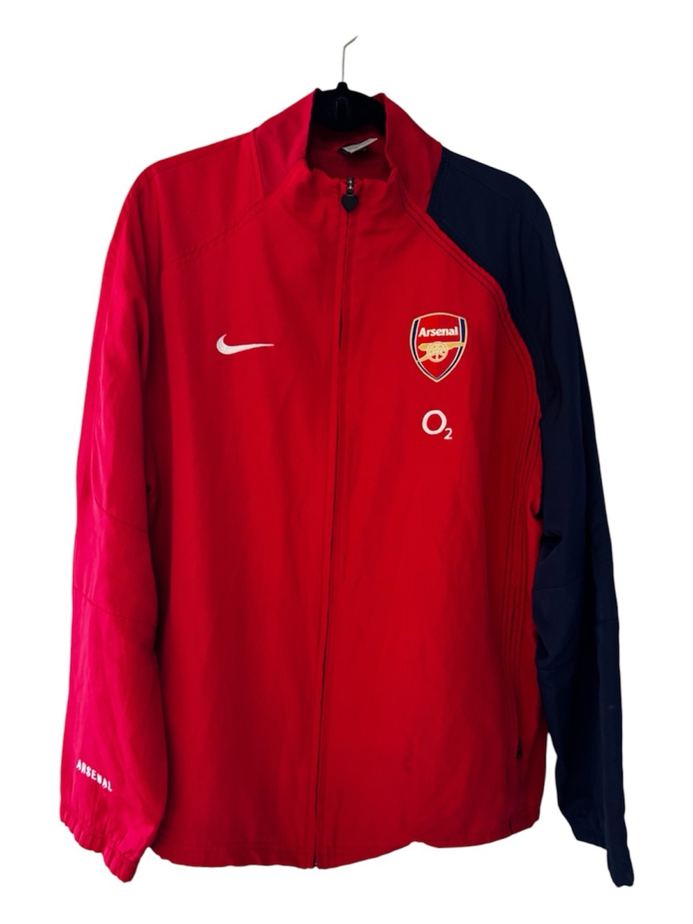 Vintage Nike 2004/2005 Arsenal O2 Track Jacket Red Y2K Blokecore Zip Up Size XL